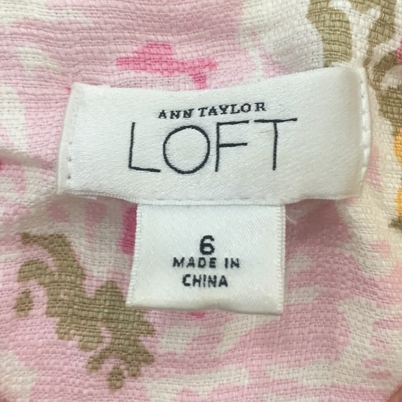 Ann Taylor Loft 6 pink yellow floral skirt - Picture 3 of 3